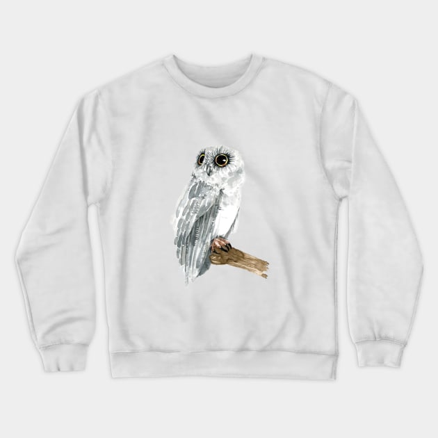 Watercolor Grey Owl Crewneck Sweatshirt by MagdalenaIllustration